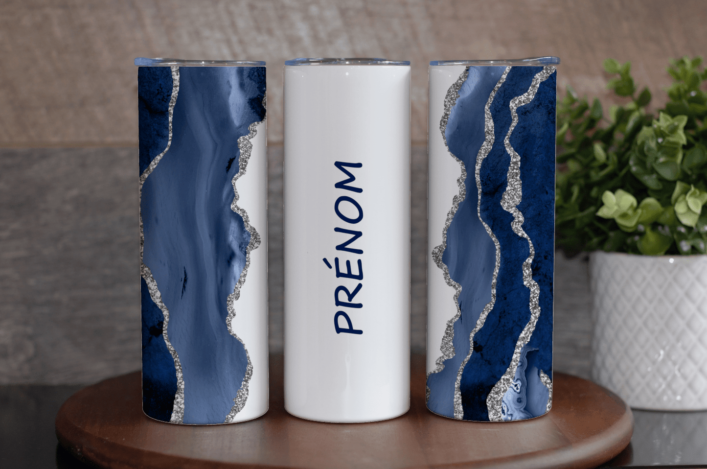 Thermos et tasse - Bleu et argent - K Sublimation