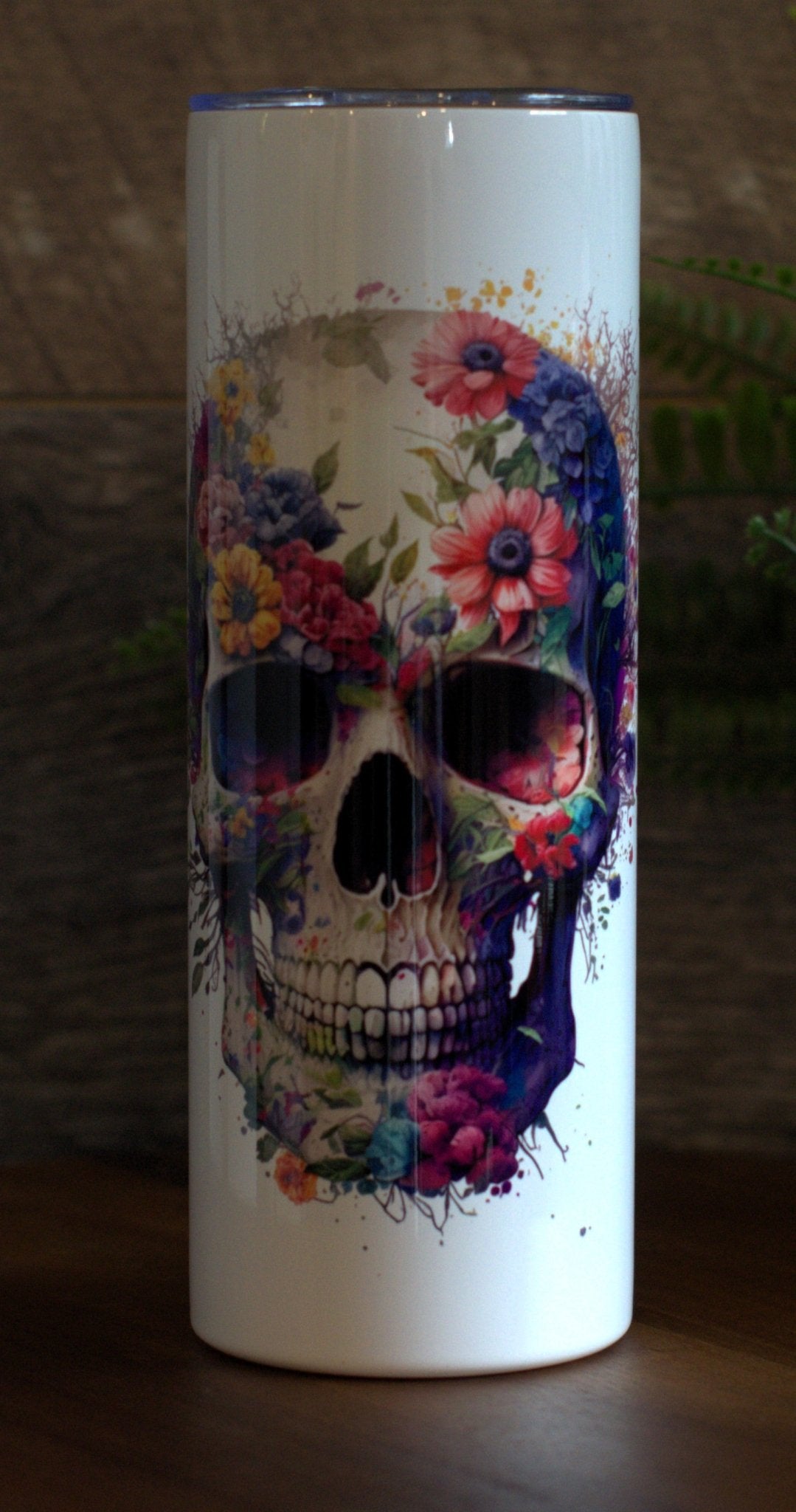 Thermos et tasse - Crâne fleuri blanc - K Sublimation